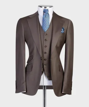 3 Pieces Deep Brown Business Suit