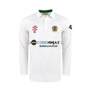 Abbots Langley CC  Adult's Ivory / Green Pro Performance V2 L/S Shirt-Senior (Initials)