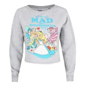 Alice In Wonderland Womens/Ladies We´re All Mad Crop Sweatshirt