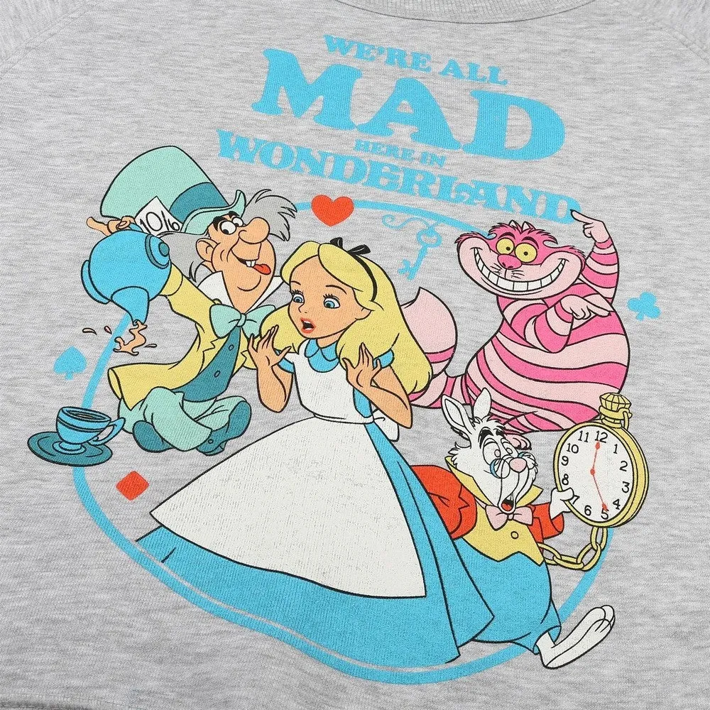 Alice In Wonderland Womens/Ladies We´re All Mad Crop Sweatshirt