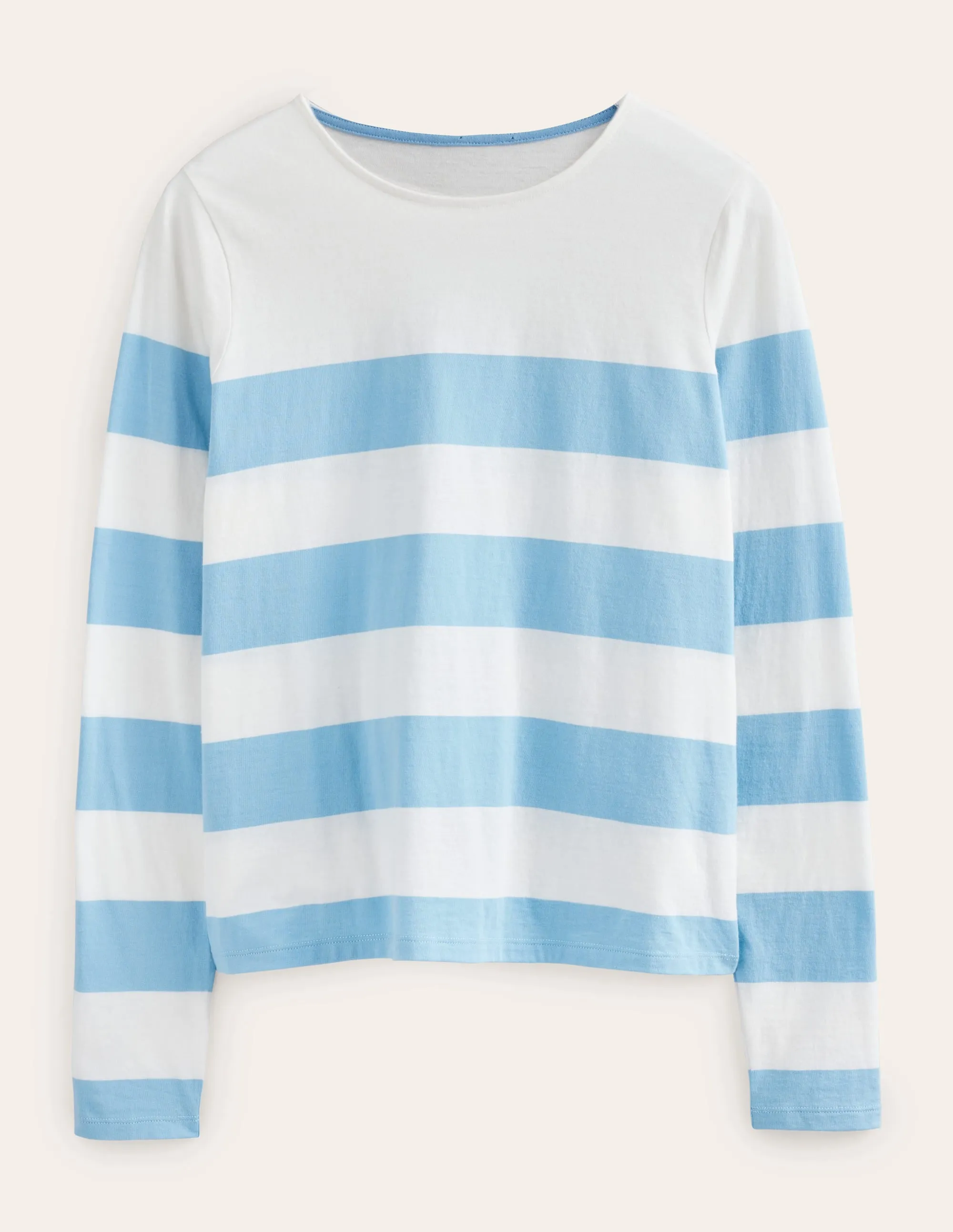 Bea Long Sleeve Breton-Linseed and Ivory Wide Stripe