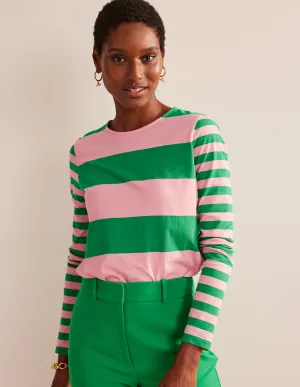 Bea Long Sleeve Breton-Pink, Green Hotch