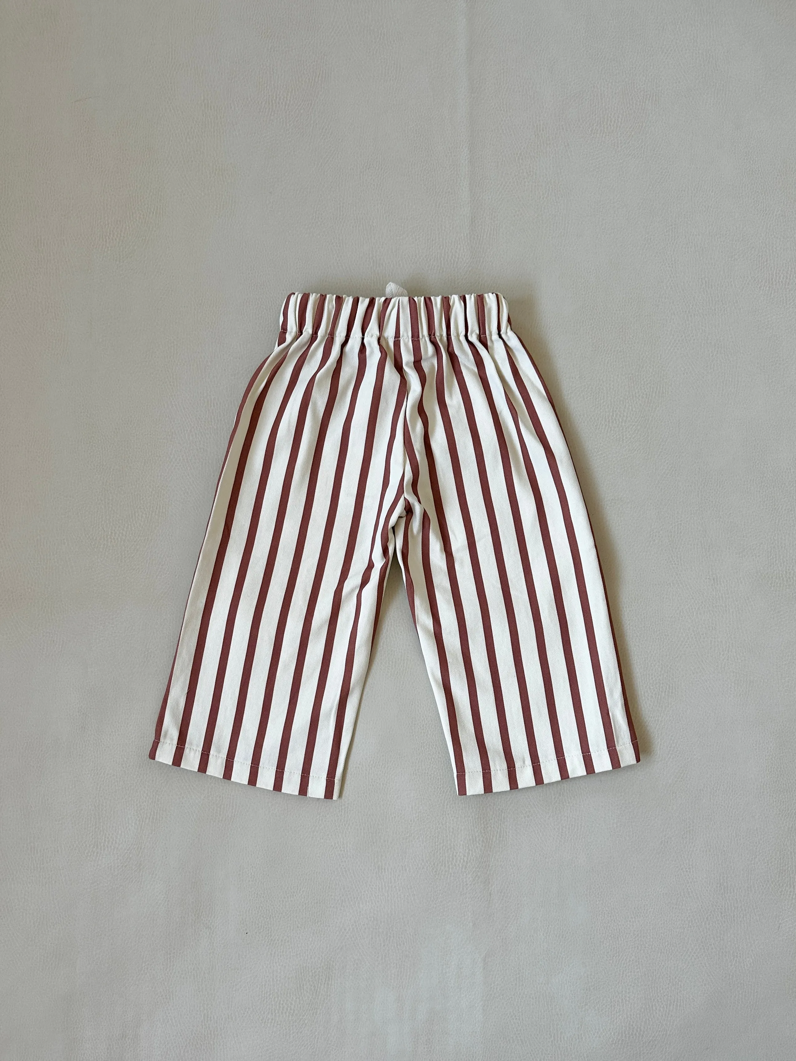 Billie Stripe Cotton Pants - Cream/Maroon Stripe