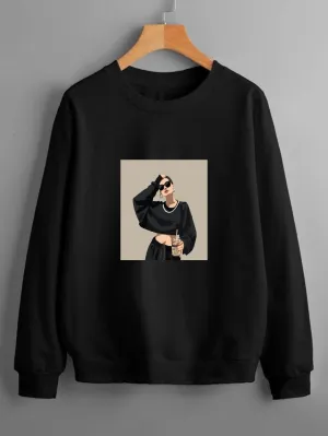 BLACK NECKLACE GIRL SWEATSHIRT