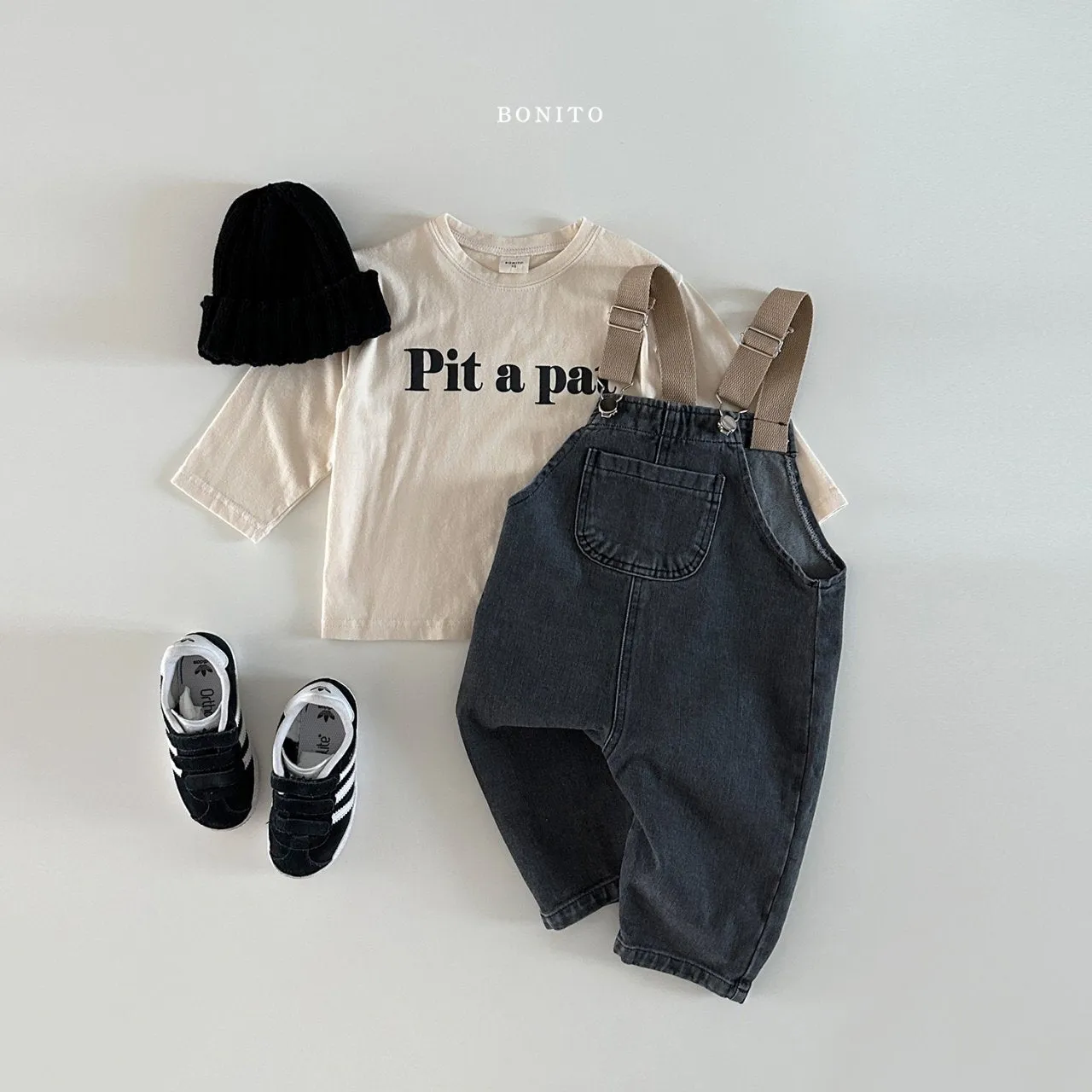 [BONITO] tape denim overalls