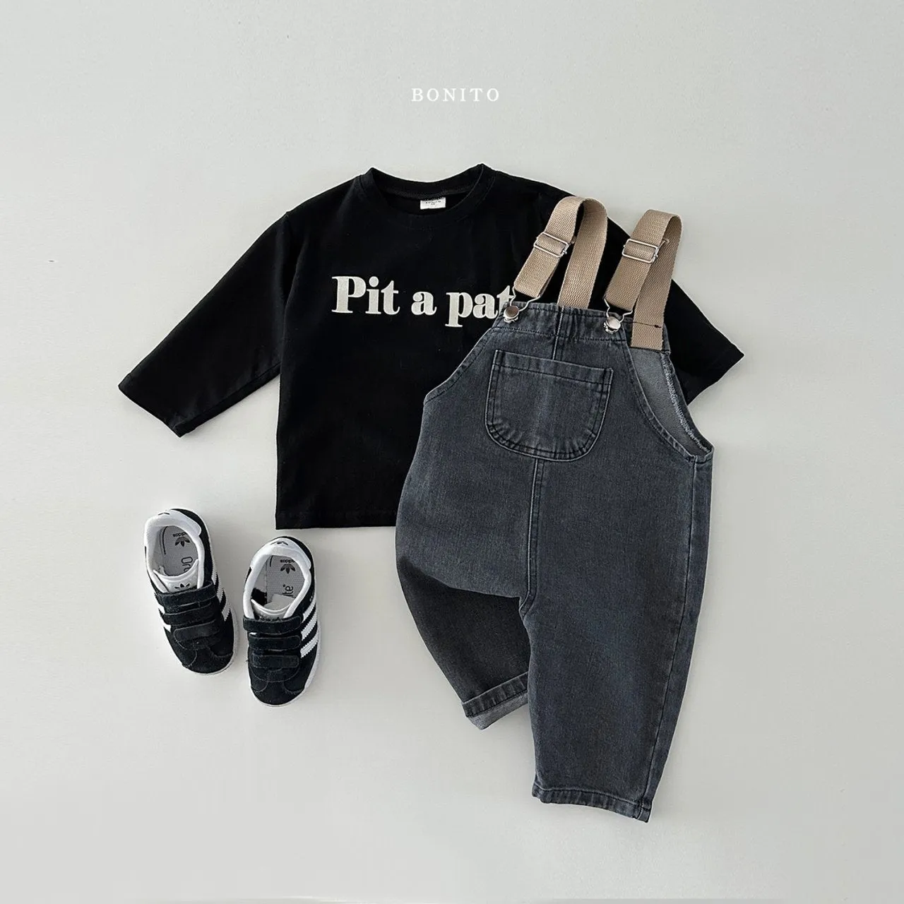 [BONITO] tape denim overalls