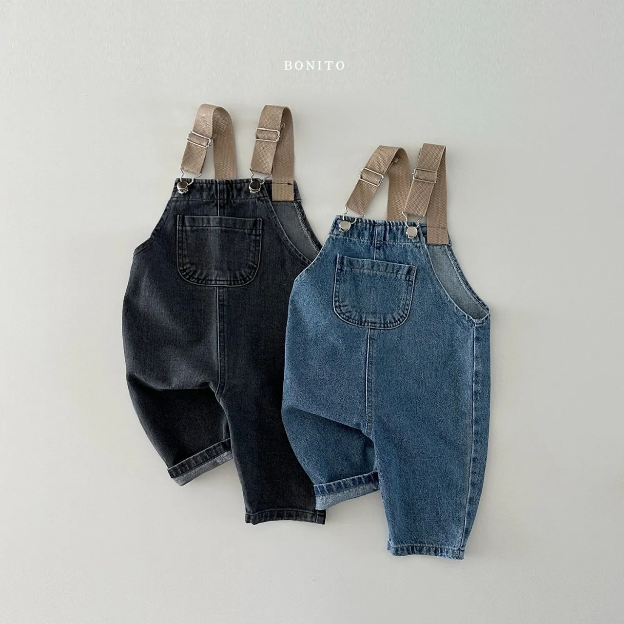 [BONITO] tape denim overalls