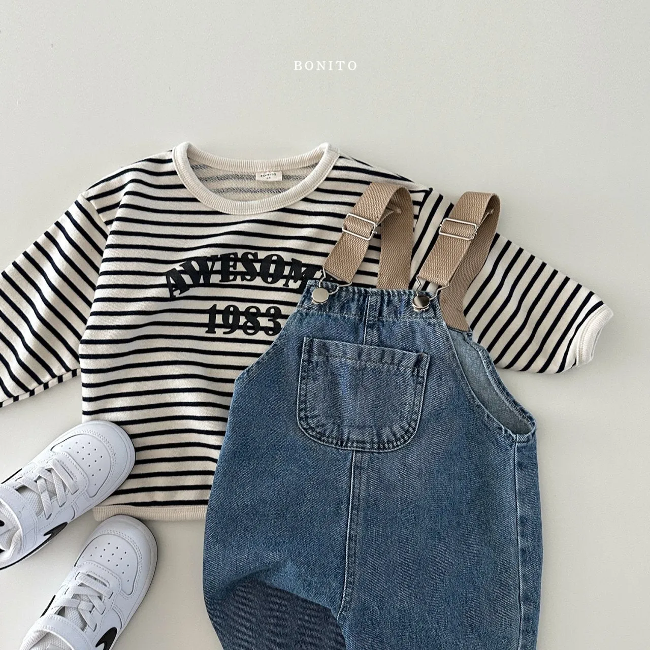 [BONITO] tape denim overalls