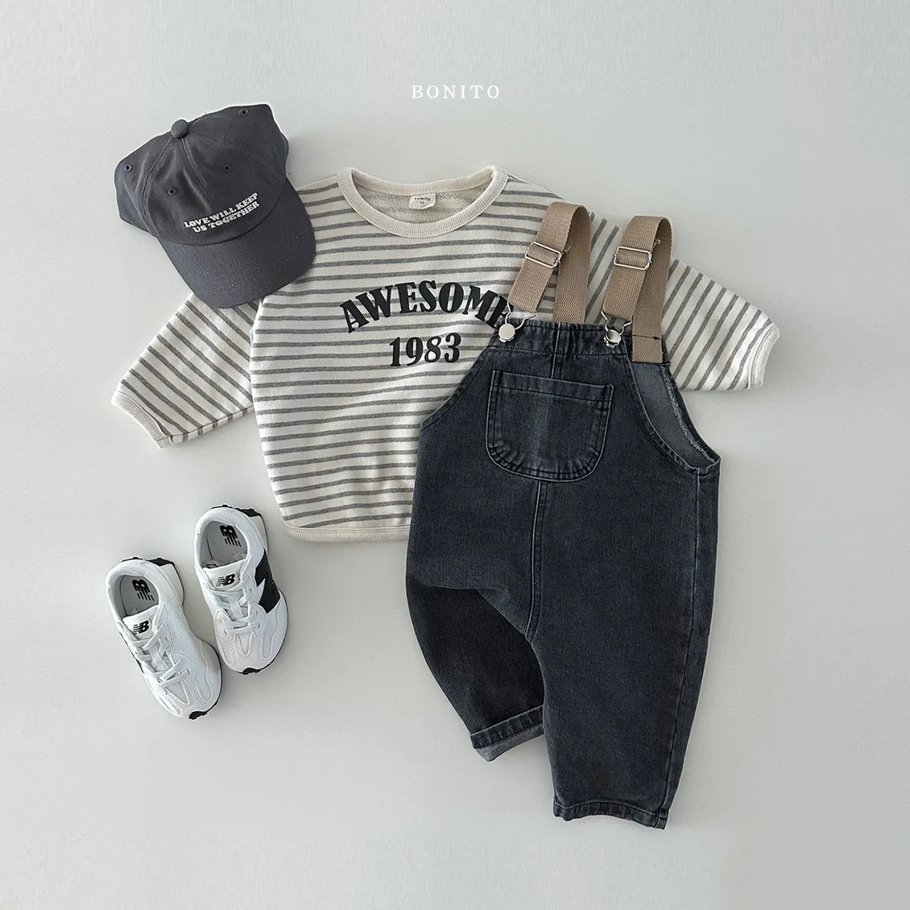 [BONITO] tape denim overalls