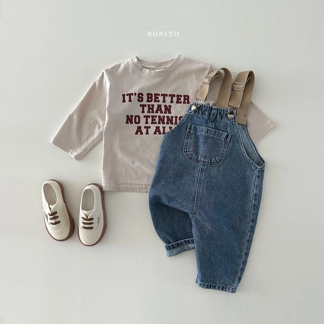 [BONITO] tape denim overalls