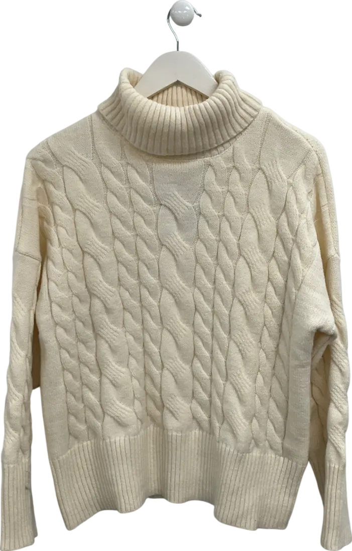 boohoo Cream Cable Roll Neck Jumper UK L