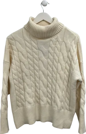 boohoo Cream Cable Roll Neck Jumper UK L