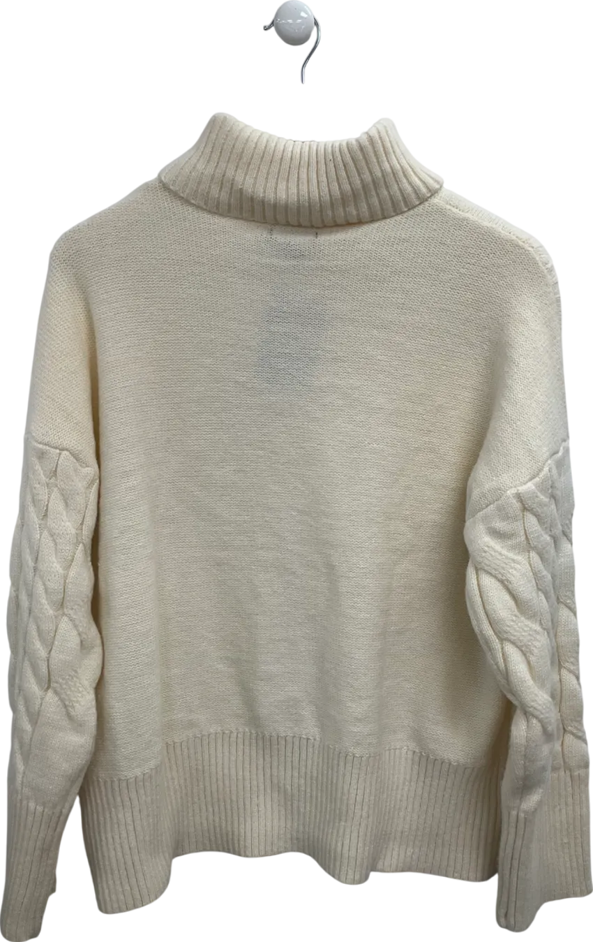 boohoo Cream Cable Roll Neck Jumper UK L
