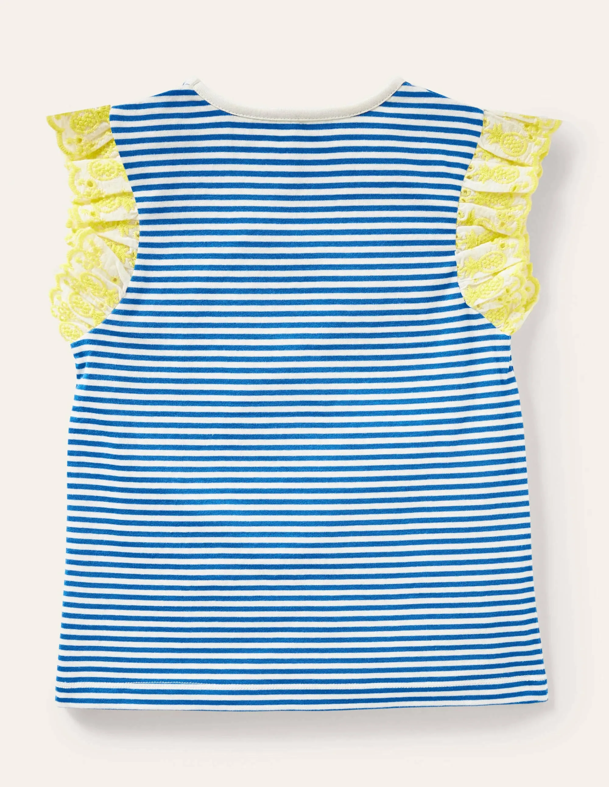 Broderie Sleeve Top-Bright Marina Blue / Ivory