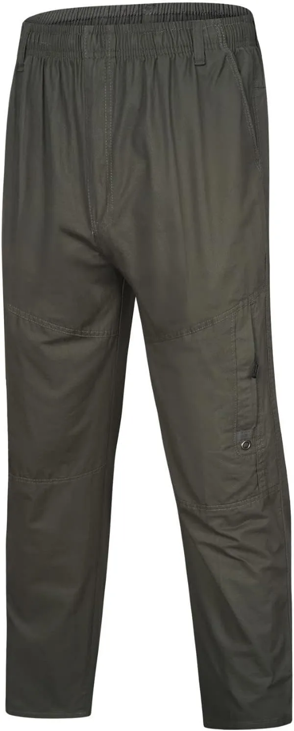 Cargo Pants for Men Relaxed Fit Elastic Waist Trouser Work Wear Combat Fitness Drawstring Pocket Rope Loose Sweatpant