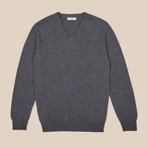 Cashmere v neck in grey mélange