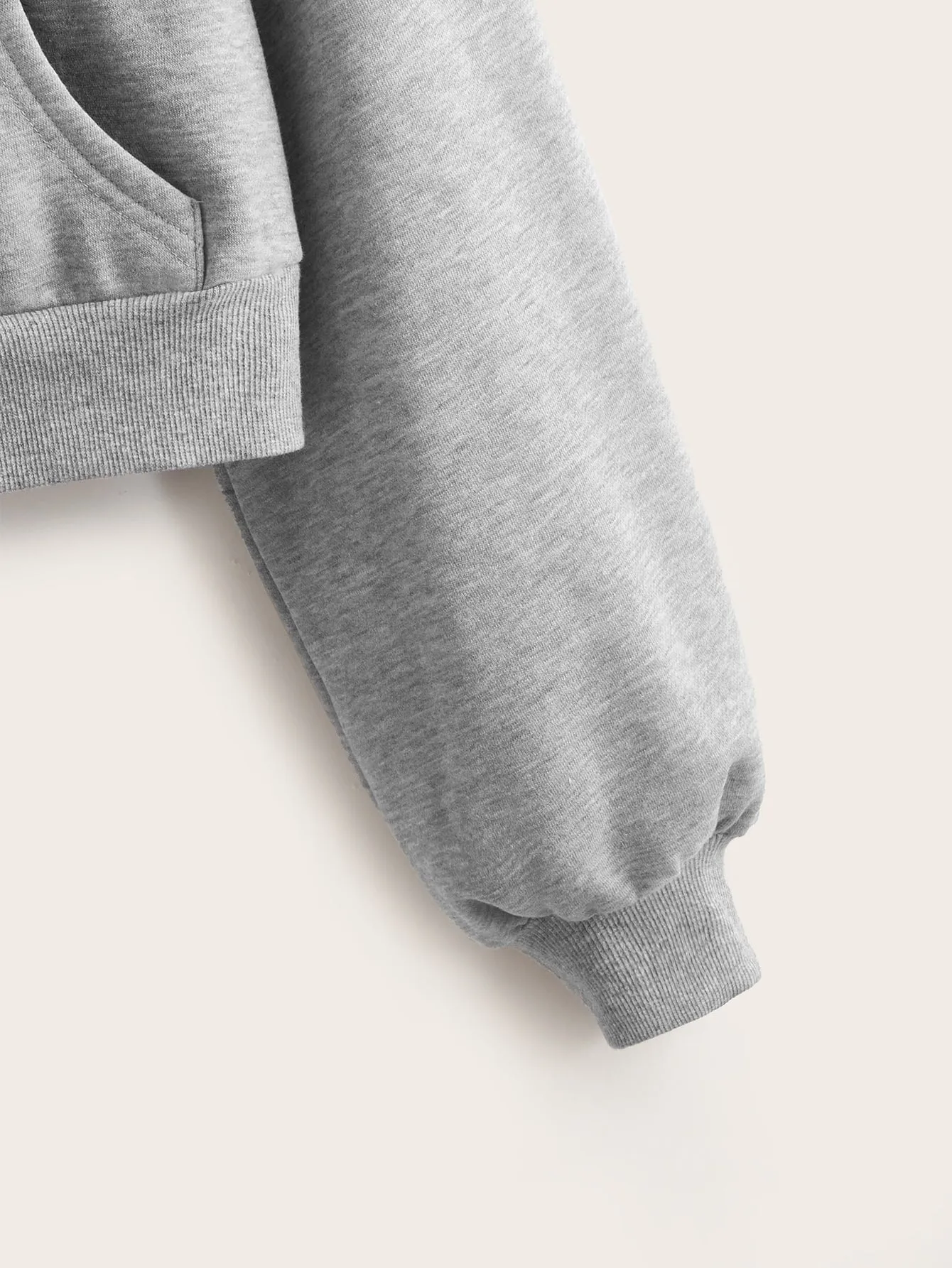 Casual Plain Zipper Long Sleeve Hooded Crop Women Sweatshirt