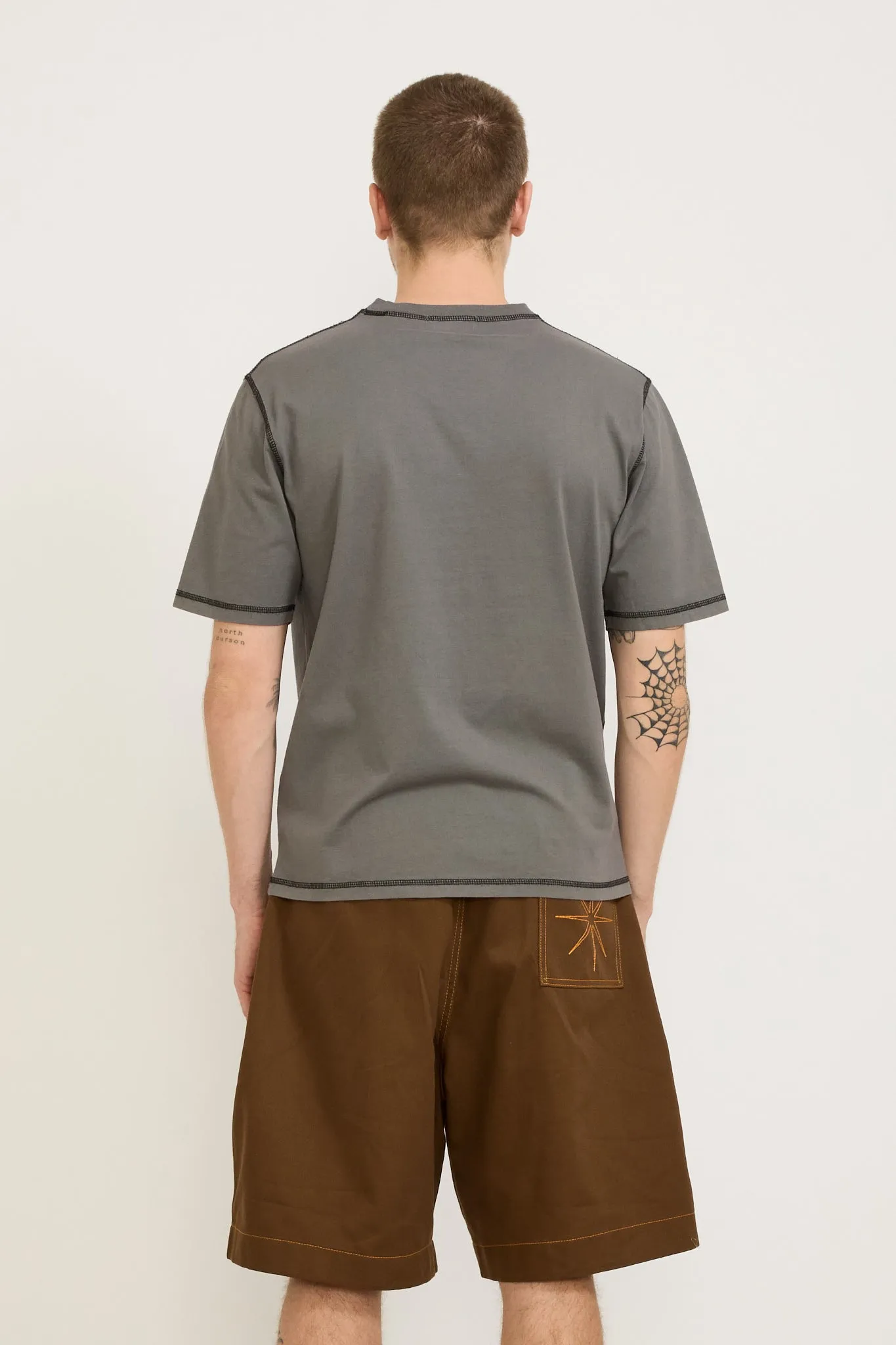Contrast Stitch SS Tee Warm Grey
