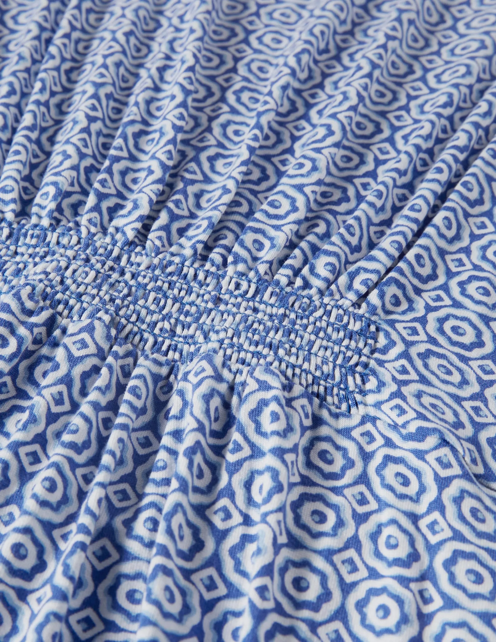 Crew Neck Jersey Dress-Bluebell Geo Blooms