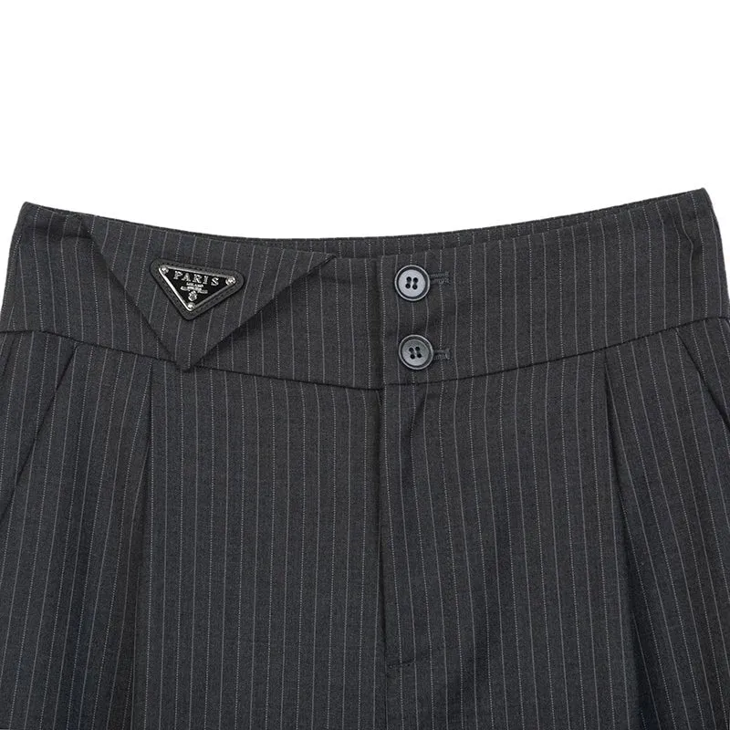 Dark Grey Stripe Suit Pants