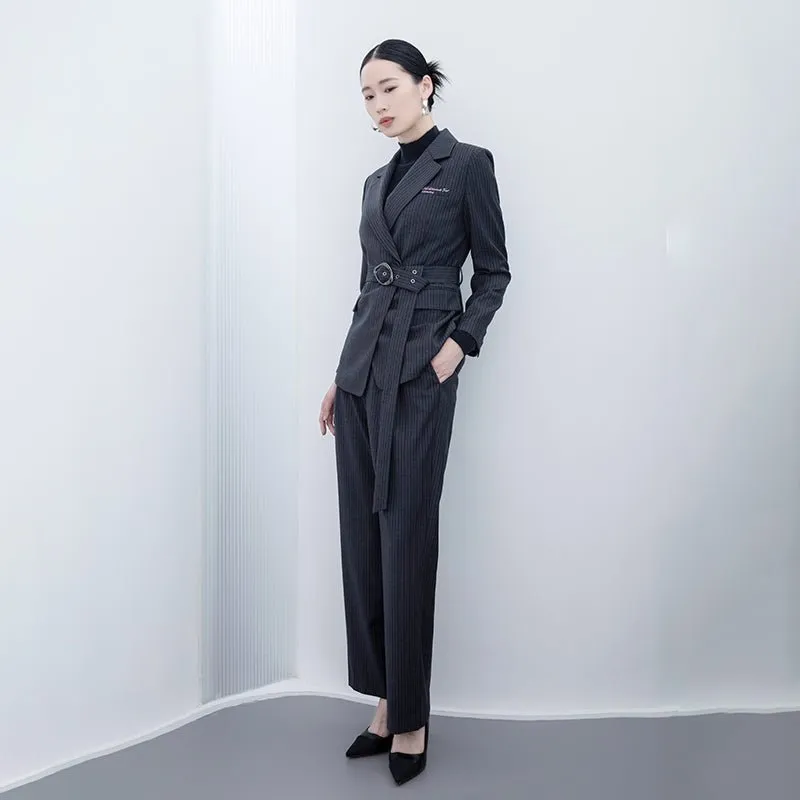 Dark Grey Stripe Suit Pants