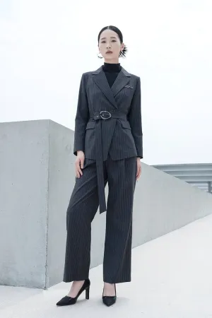 Dark Grey Stripe Suit Pants