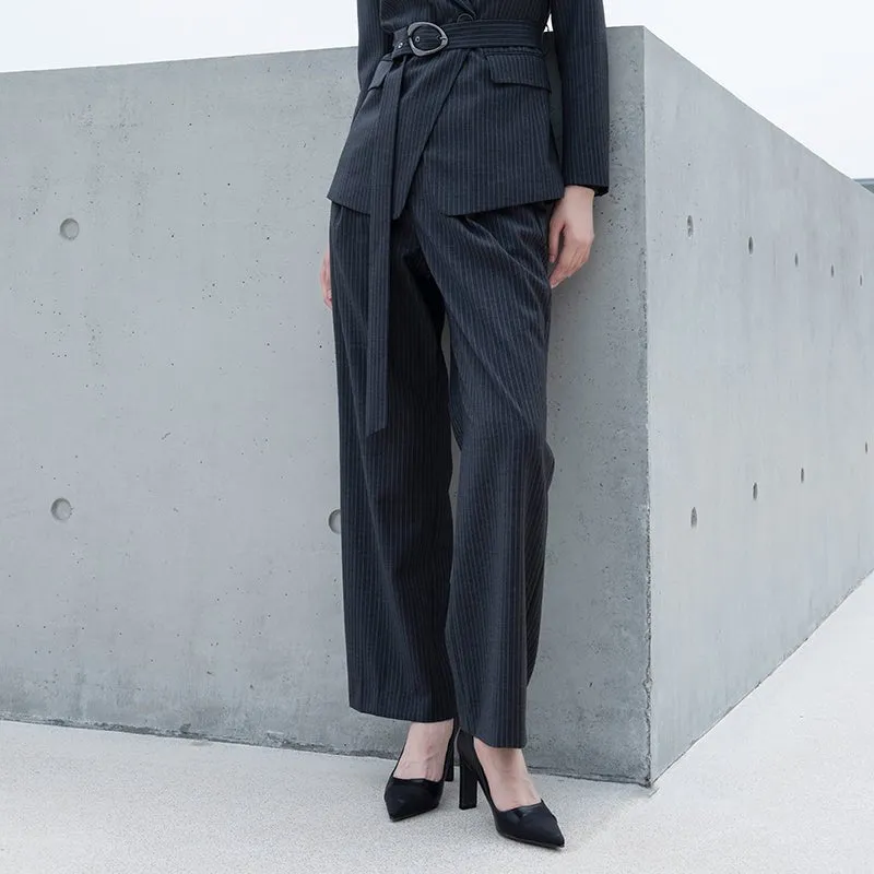 Dark Grey Stripe Suit Pants