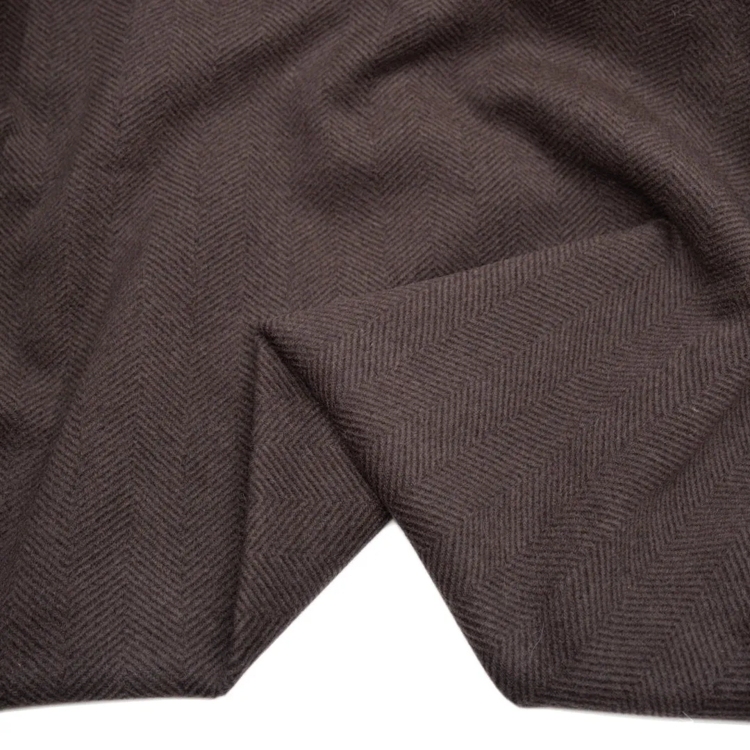 Deadstock Chevron Wool Blend Coating - Ganache