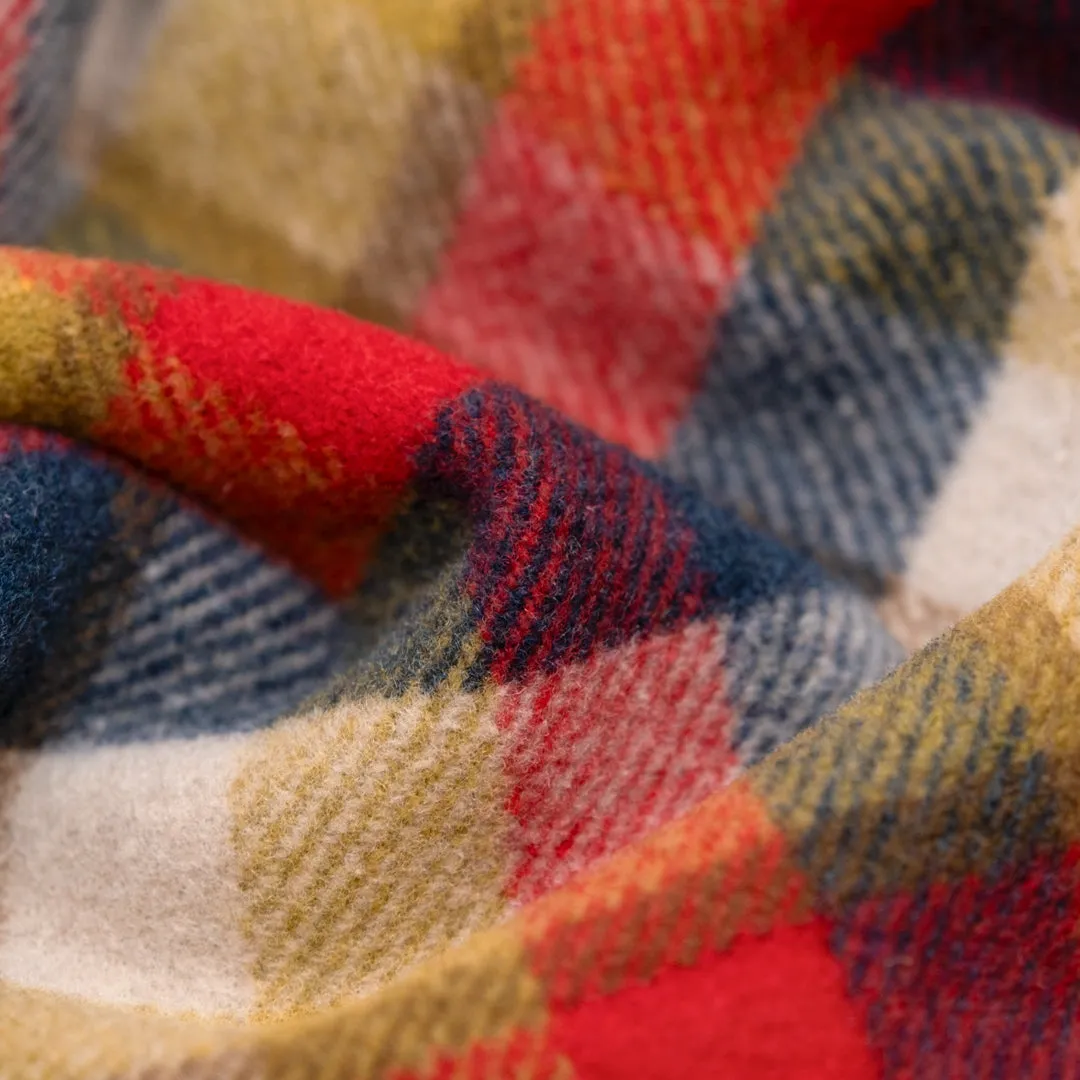 Deadstock Multi Check Wool Blend Coating - Antique Gold/Red/Navy