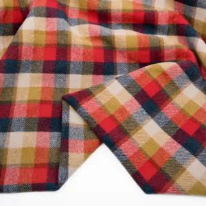 Deadstock Multi Check Wool Blend Coating - Antique Gold/Red/Navy