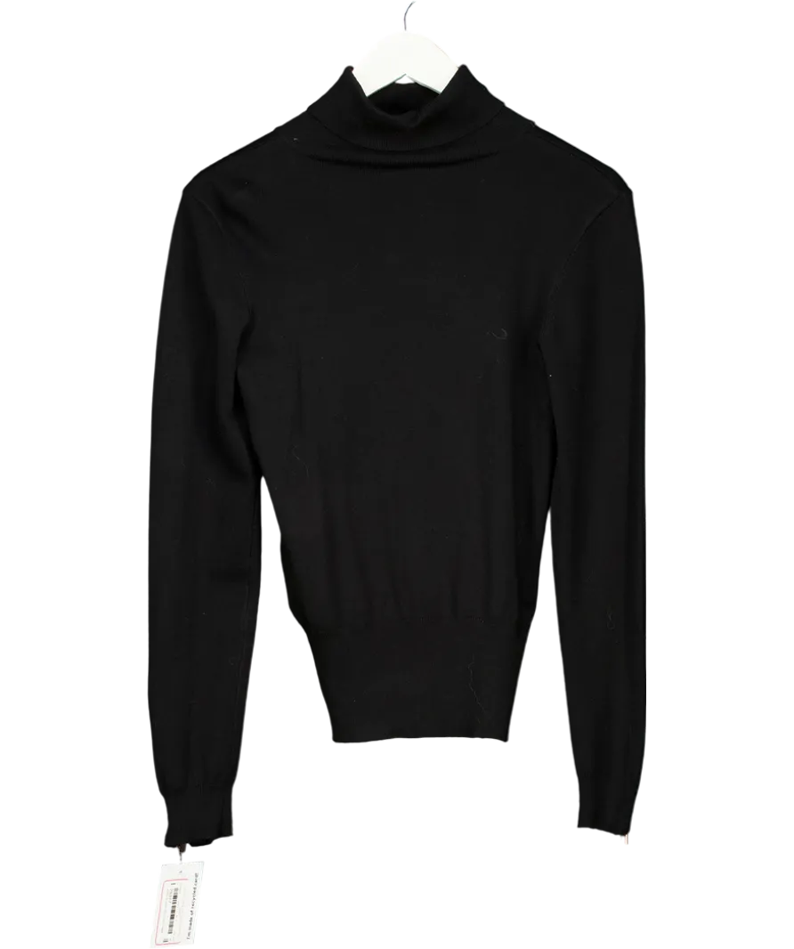 EVERLANE Black Roll Neck Rose Gold Zip Detail Jumper UK 6