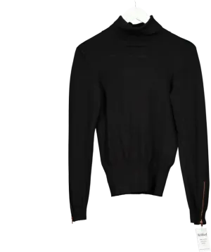 EVERLANE Black Roll Neck Rose Gold Zip Detail Jumper UK 6
