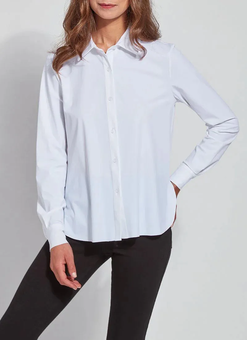 Final Sale Connie Slim Button Down Blouse in White- Lysse 2435