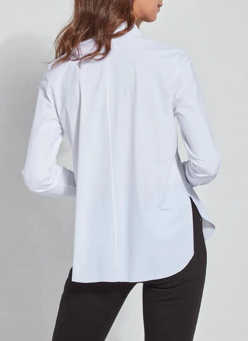 Final Sale Connie Slim Button Down Blouse in White- Lysse 2435