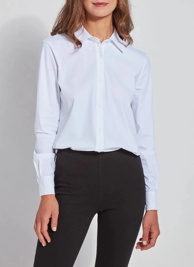 Final Sale Connie Slim Button Down Blouse in White- Lysse 2435