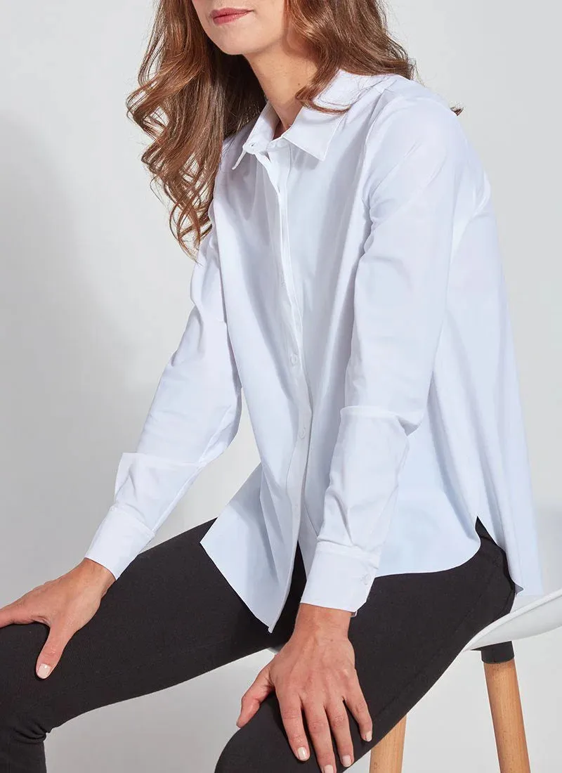 Final Sale Connie Slim Button Down Blouse in White- Lysse 2435