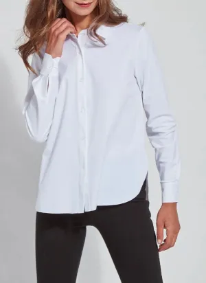 Final Sale Connie Slim Button Down Blouse in White- Lysse 2435