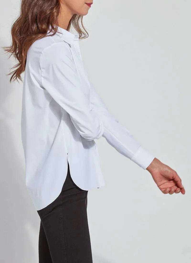 Final Sale Connie Slim Button Down Blouse in White- Lysse 2435