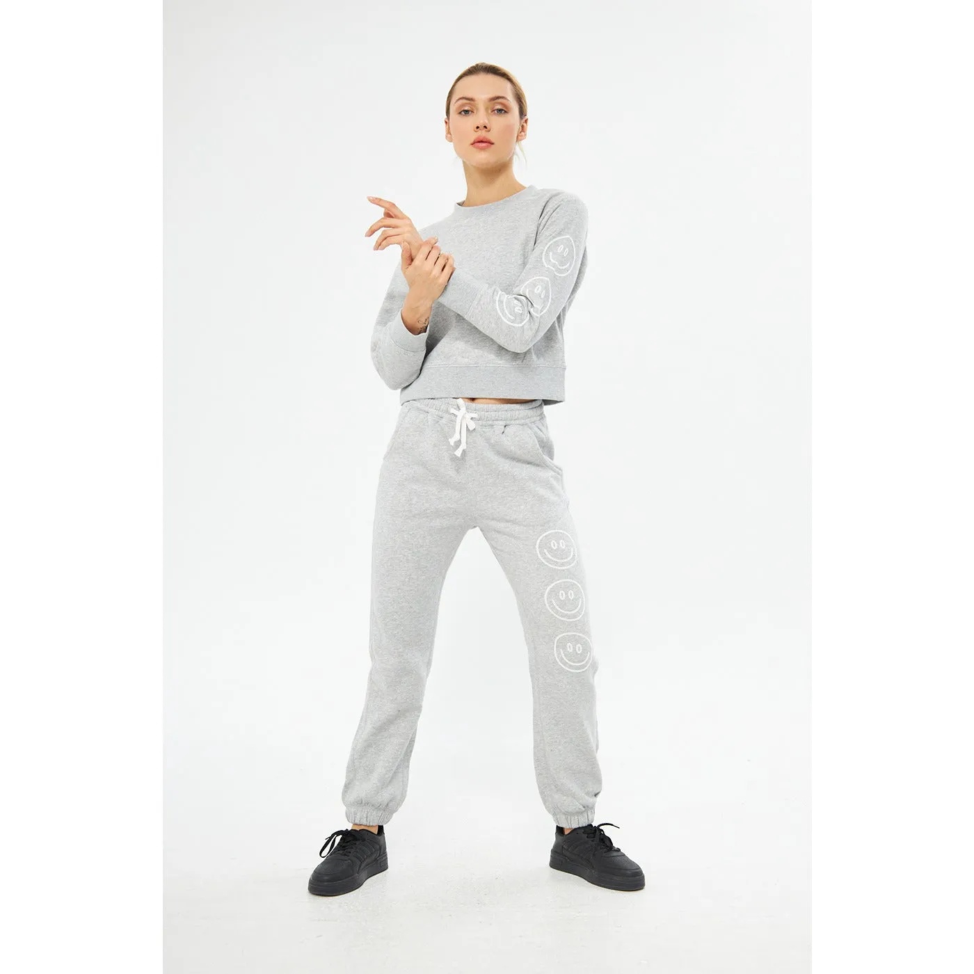Grey Overszied Cropped Sweatshirt