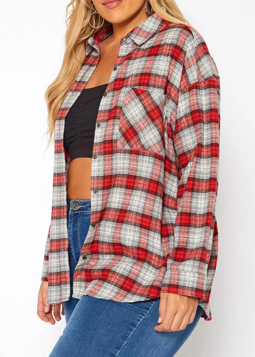 Hi Curvy Plus Size Women Plaid Flannel Sweatshirts