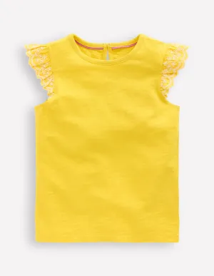 Margaret Broderie Frill Tee-Pineapple Yellow