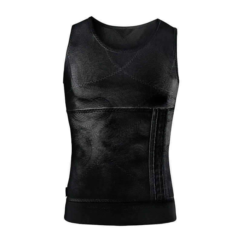 Men Slimming Compression Body Shaper Corset Vest With Side Hooks Waist Trainer