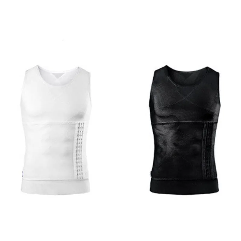 Men Slimming Compression Body Shaper Corset Vest With Side Hooks Waist Trainer