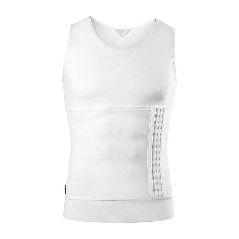 Men Slimming Compression Body Shaper Corset Vest With Side Hooks Waist Trainer