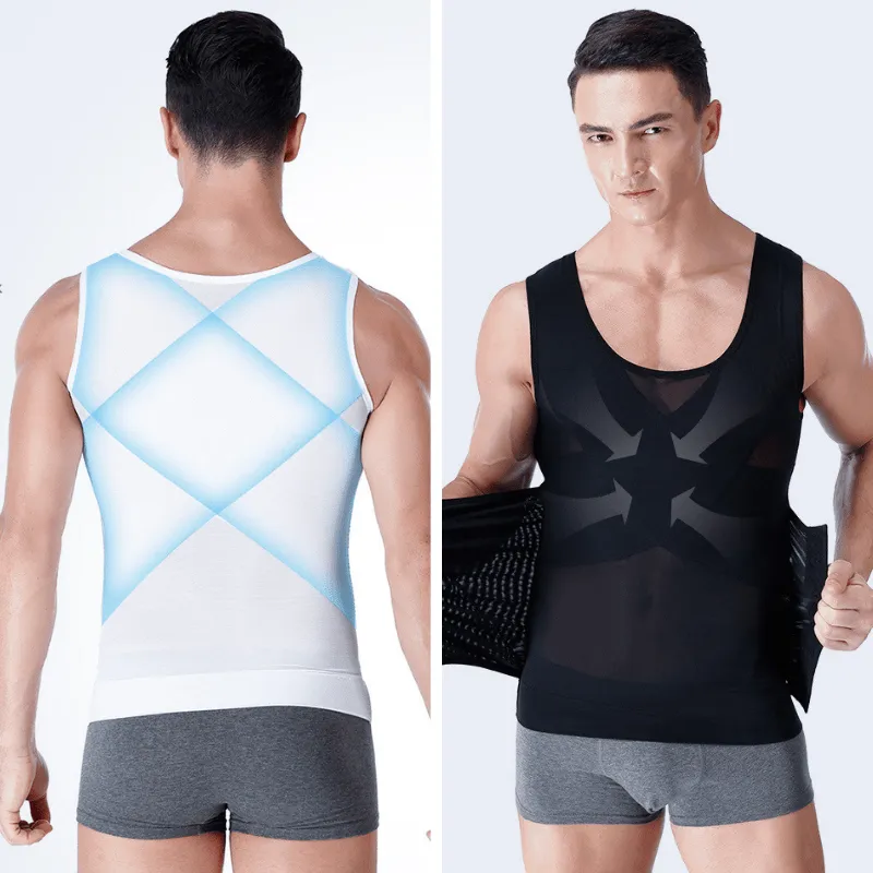 Men Slimming Compression Body Shaper Corset Vest With Side Hooks Waist Trainer