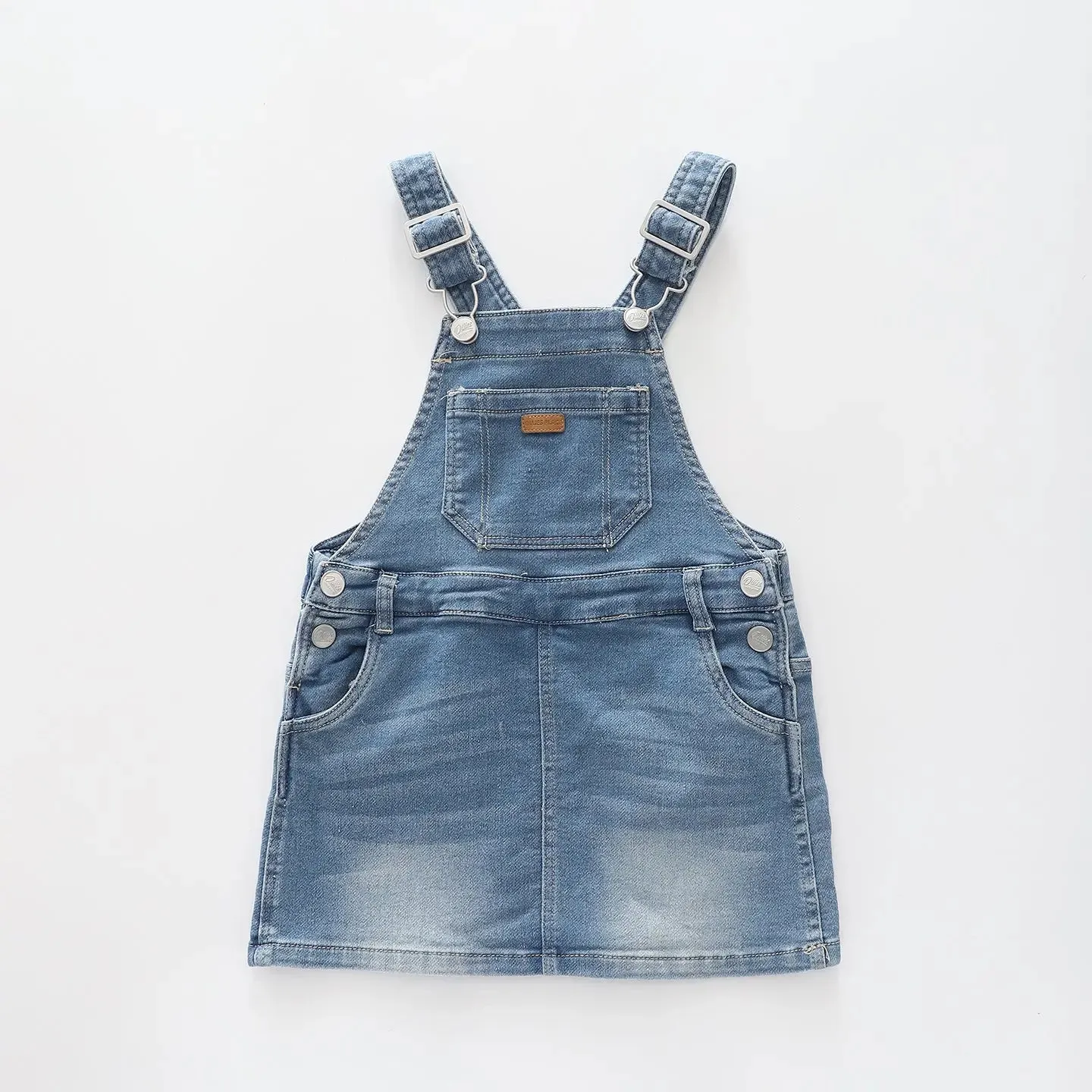Mid Blue, Girls Denim Pinafore