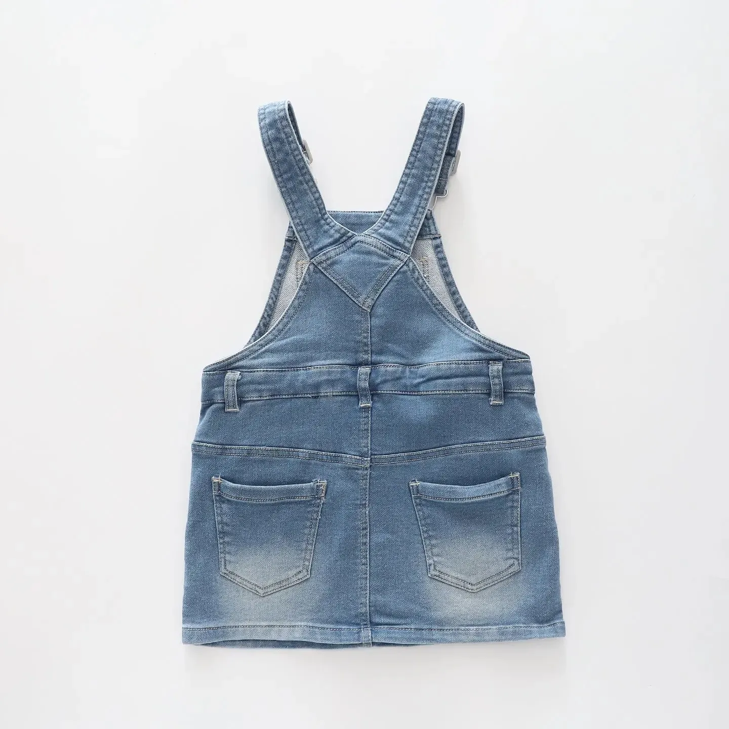 Mid Blue, Girls Denim Pinafore