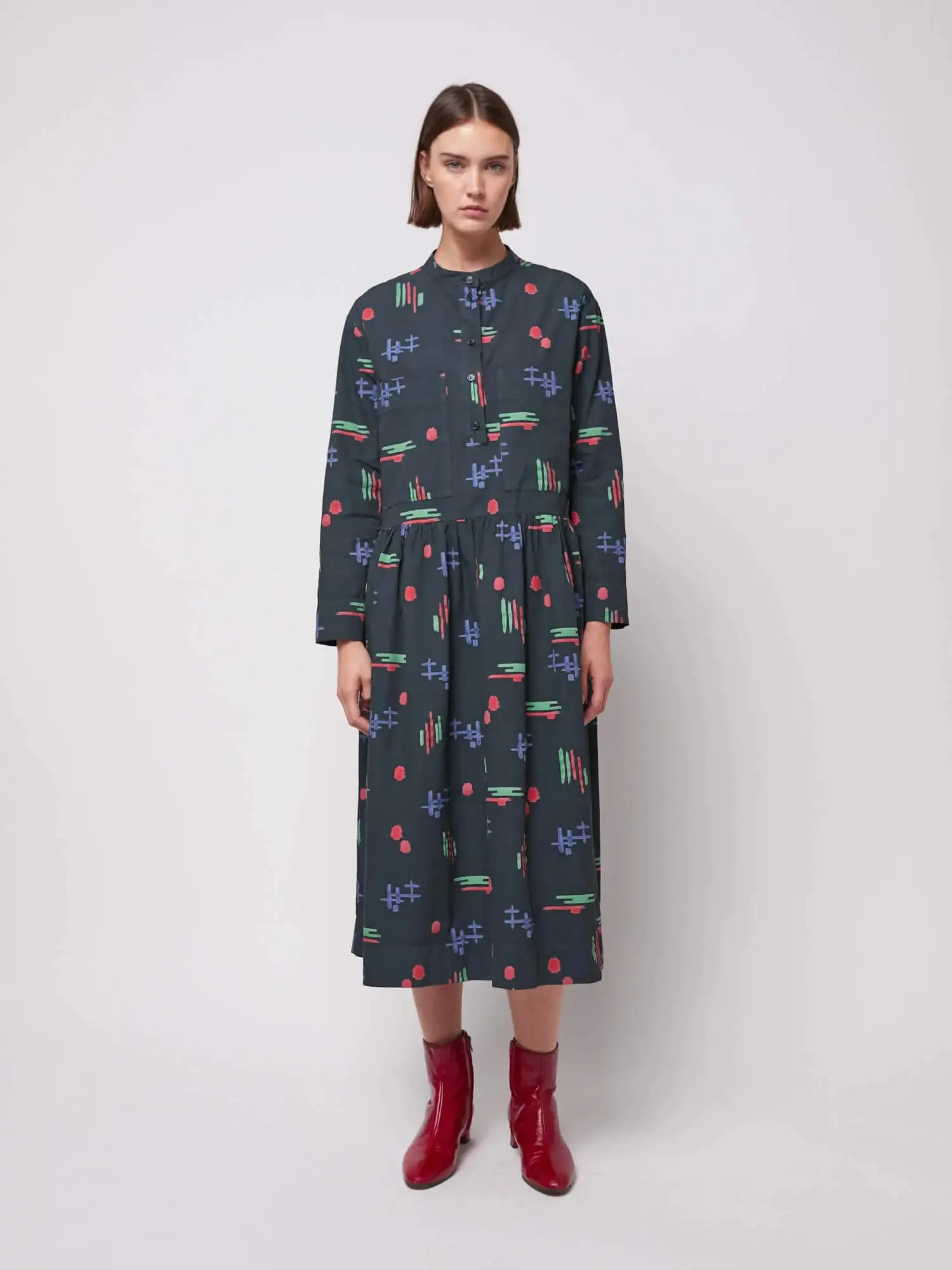 Multicolor print loose fit dress
