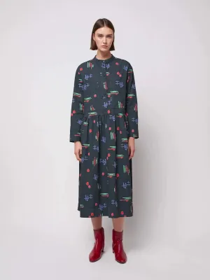 Multicolor print loose fit dress