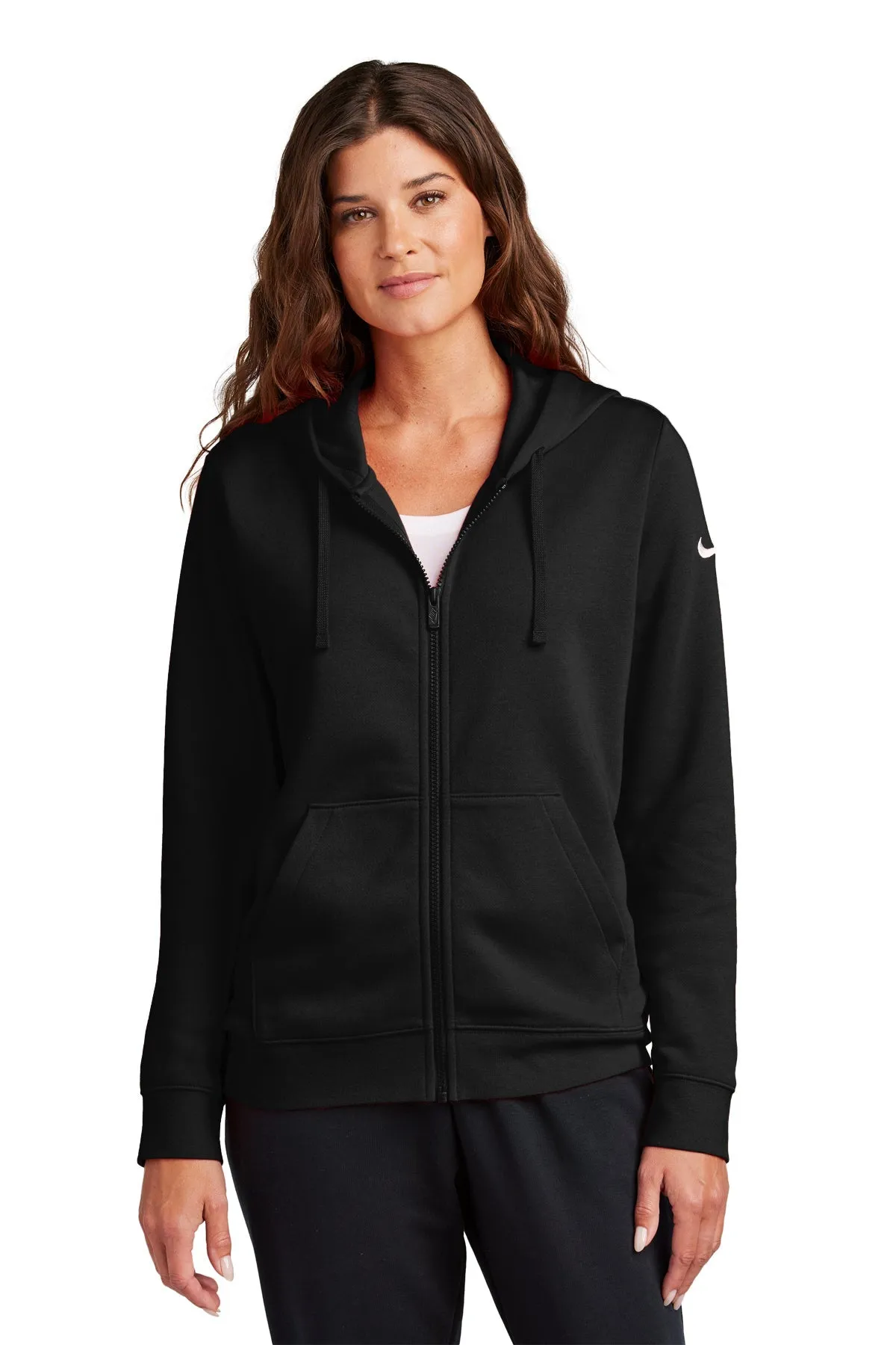 Nike Ladies Club Fleece Full-Zip Custom Hoodies, Black